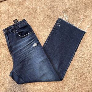 J Brand Joan Crop High Rise Raw Hem Wide Leg Jeans Size 26